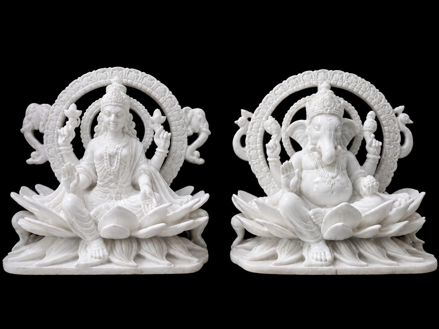 Ganesh Laxmi marble statue by Bhura Murti Art