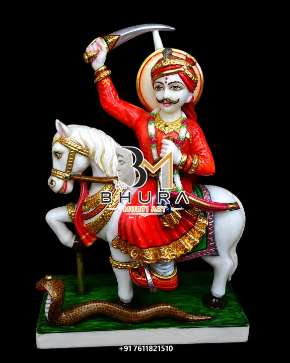 Baba Ramdev Sword Warrior Horse Murti handcrafted statue