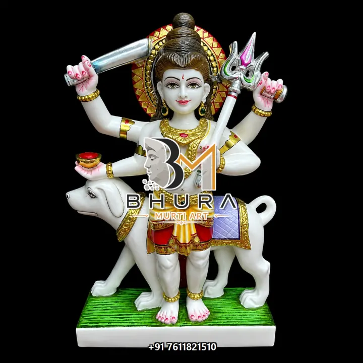 Temple-Style Bhairav Dev Marble Statue handcrafted statue