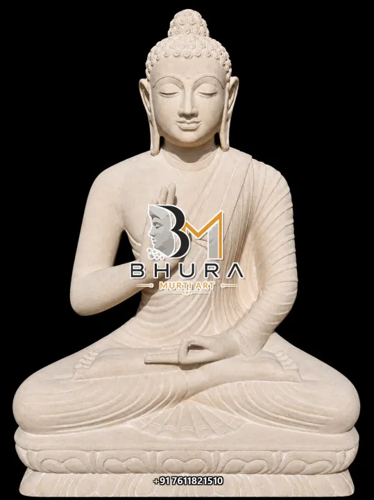 Hand-Carved Sandstone Buddha Sculpture Collection handcrafted statue