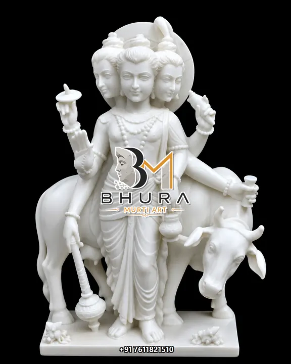 Dattatreya Shwet Makrana Cow Vahan Collection handcrafted statue