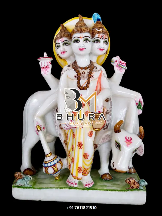 Dattatreya Ivory Gold Cow Vahan Collection handcrafted statue
