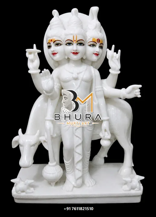 Dattatreya Natural Makrana Cow Vahan Collection handcrafted statue