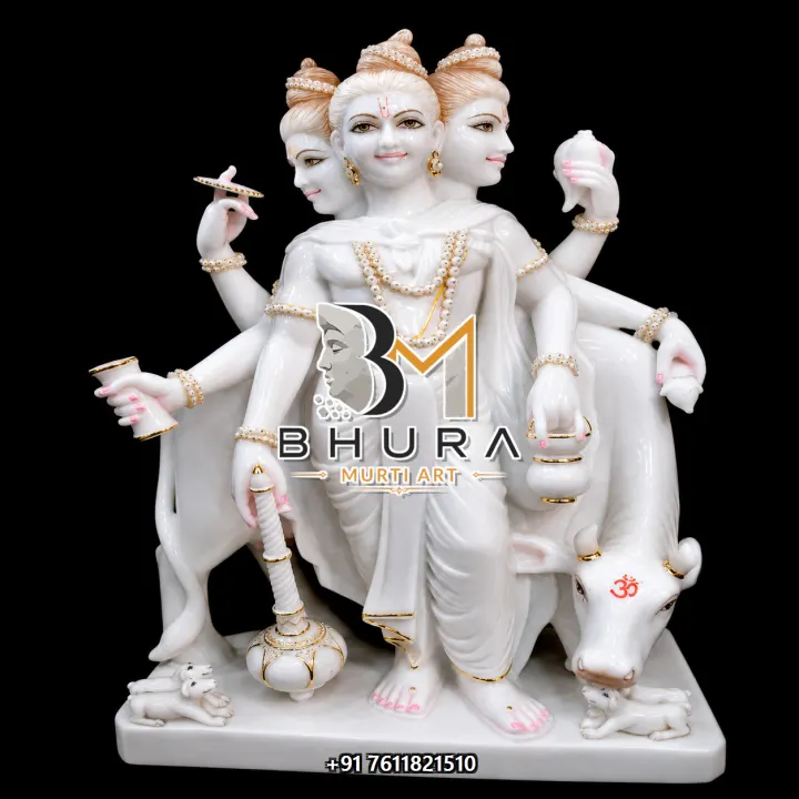 Dattatreya White Gold Cow Vahan Collection handcrafted statue