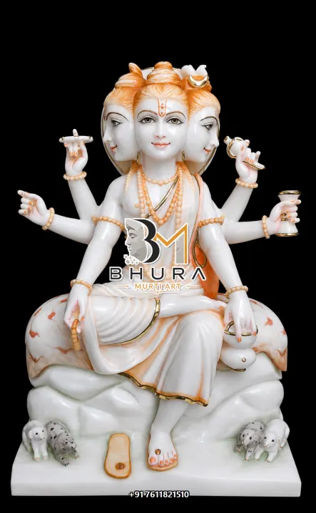 Dattatreya Ornate Marble Divine Collection handcrafted statue
