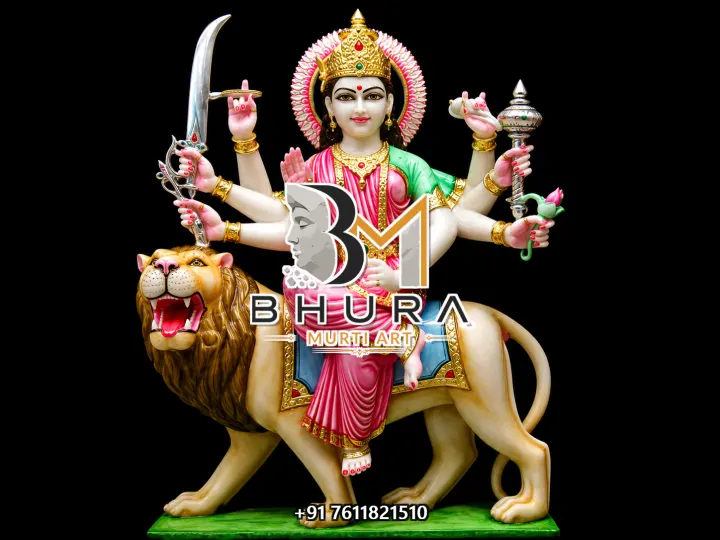 Durga Maa Pink Saree Lion Variant Collection handcrafted statue