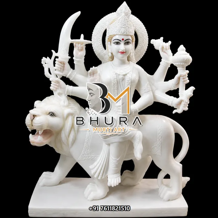 Durga Maa Shwet Gold Lion Variant Collection handcrafted statue