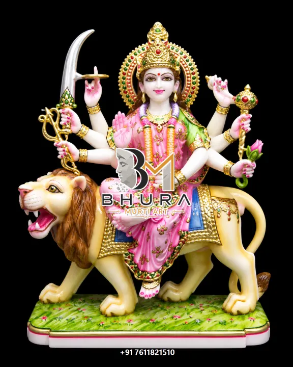 Durga Maa Red Green Lion Variant Collection handcrafted statue