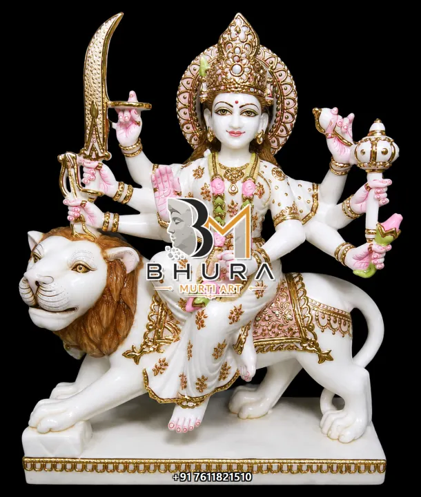 Durga Maa White Gold Royal Collection handcrafted statue