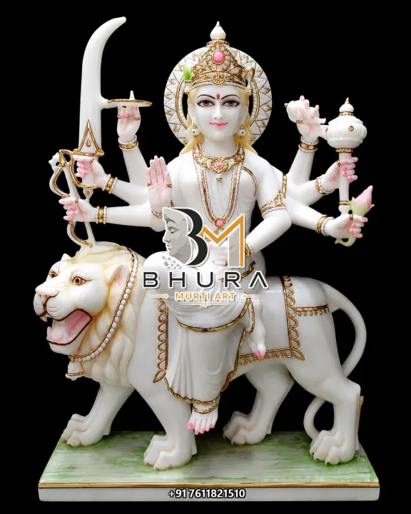 Durga Maa Orange Gold Lion Collection handcrafted statue