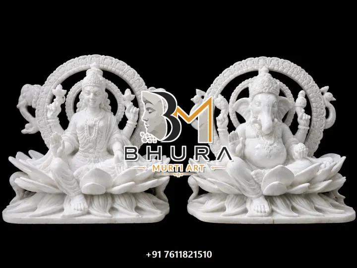 Ganesh Laxmi Shwet Marble Prabhavali Set