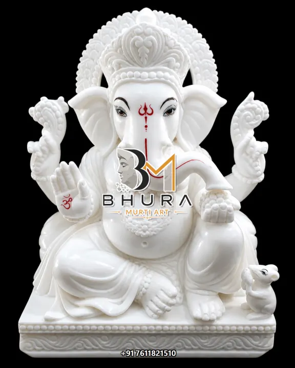 Shwet Ganesha Lotus Throne Variant Collection handcrafted statue