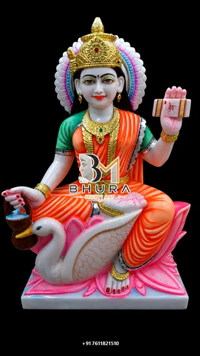 Gayatri Maa Orange Saree Ashirwad Murti handcrafted statue