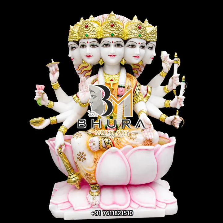 Panchmukhi Gayatri Maa Lotus Throne Murti handcrafted statue