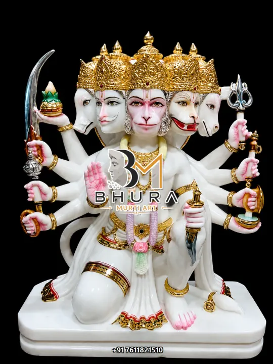 Panchmukhi Hanuman Sitting Multicolour Collection handcrafted statue