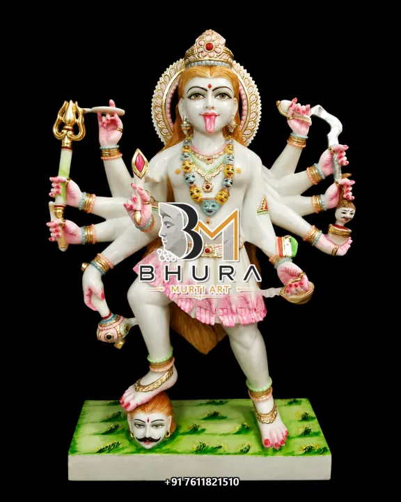 Traditional Mahakali Mata Marble Murti handcrafted statue