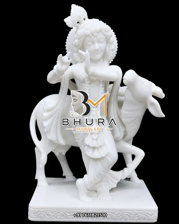 Lord Krishna Bansuri Marble Murti Collection handcrafted statue