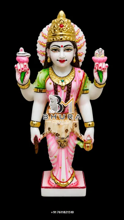 Mahalaxmi Devi Lotus Marble Murti Collection handcrafted statue