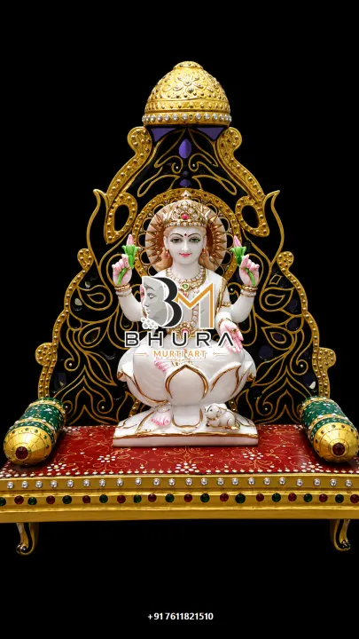 Elegant Lakshmi Devi Marble Sculpture Collection handcrafted statue