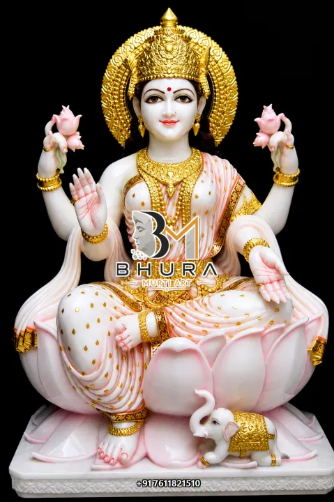 Hand-Painted Mahalaxmi Marble Idol Collection handcrafted statue
