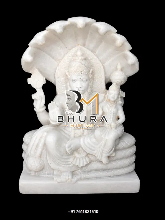 Lakshmi Narsingh Shwet Makrana Murti handcrafted statue