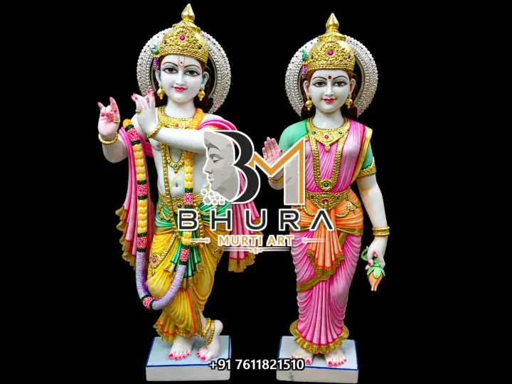 Temple-Style Radha Krishna Marble Idol Collection handcrafted statue