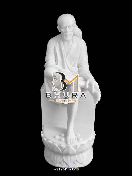 Hand-Carved Sai Baba Marble Idol Collection handcrafted statue