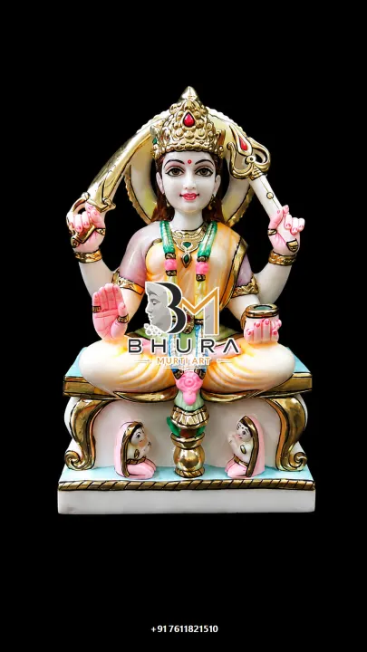 Santoshi Maa Compact White Marble Murti handcrafted statue