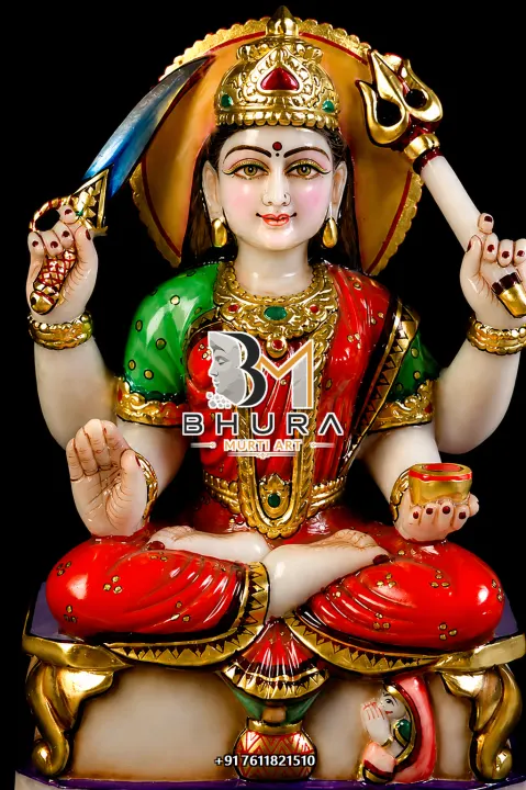 Santoshi Maa Green Shawl Royal Murti handcrafted statue