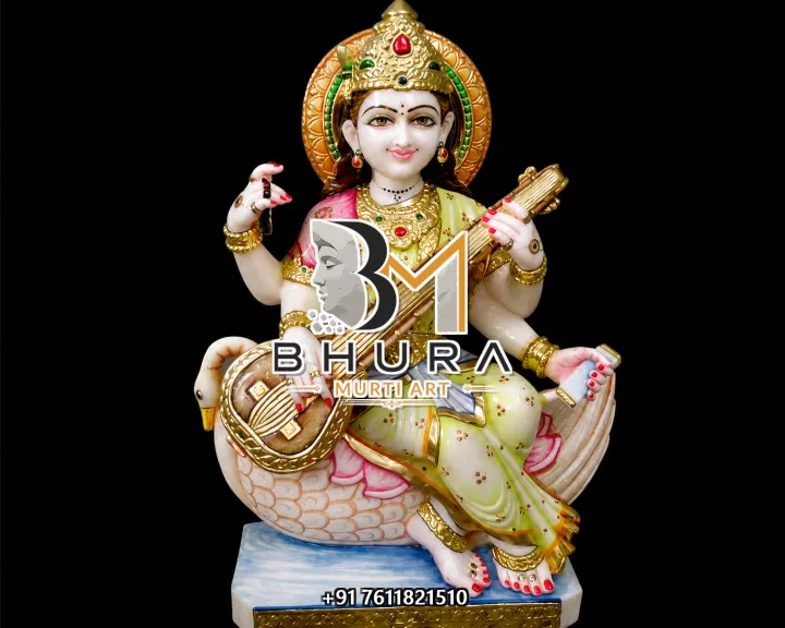 Veena Vadini Goddess Saraswati Marble Statue Collection handcrafted statue