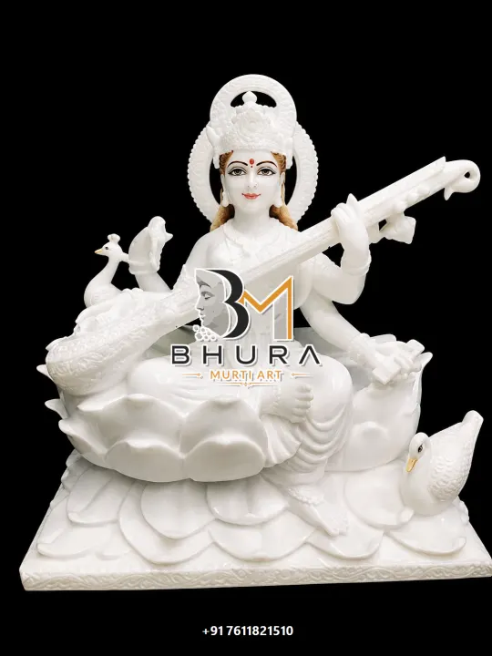 Premium Goddess Saraswati Marble Statue Collection handcrafted statue