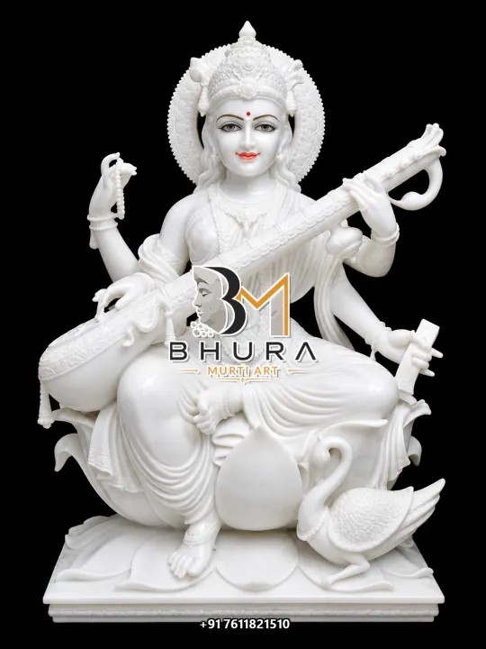 Spiritual Goddess Saraswati Marble Statue Collection handcrafted statue