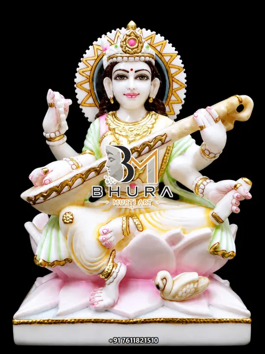 Blessing Pose Goddess Saraswati Marble Statue Collection handcrafted statue