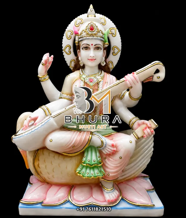 Majestic Goddess Saraswati Marble Statue Collection handcrafted statue