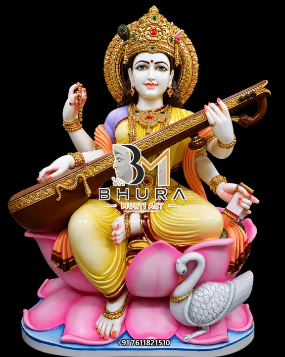 Traditional Indian Goddess Saraswati Marble Statue Collection handcrafted statue