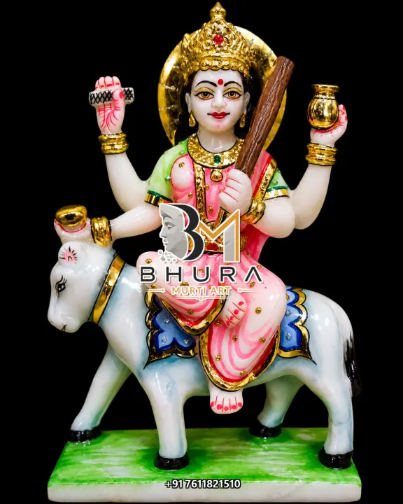 Shitla Mata Pink Saree Donkey Vahan Murti handcrafted statue