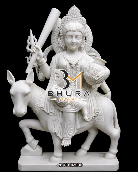 Shitla Mata Natural Makrana Marble Murti handcrafted statue