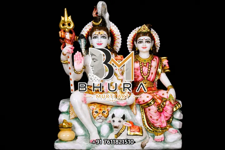 Handcrafted Shiv Parvati Marble Statue Collection