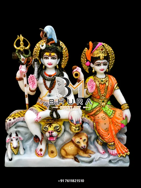 Traditional Shiv Parvati Marble Statue Collection handcrafted statue