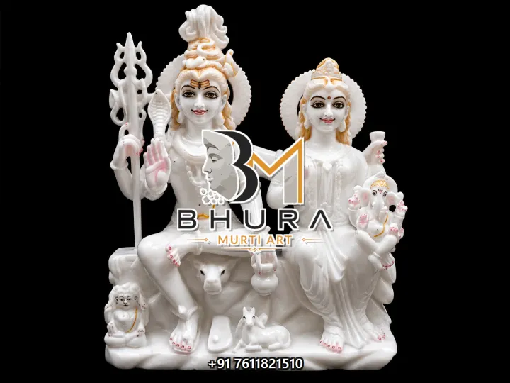 Temple-Style Shiv Parvati Marble Statue Collection handcrafted statue