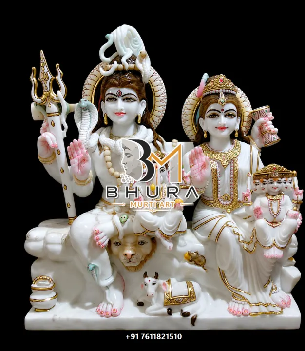 Blessing Pose Shiv Parvati Marble Statue Collection handcrafted statue