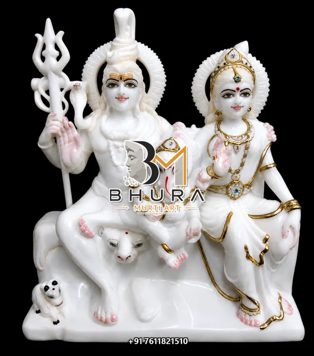 Elegant Shiv Parvati Marble Statue Collection handcrafted statue