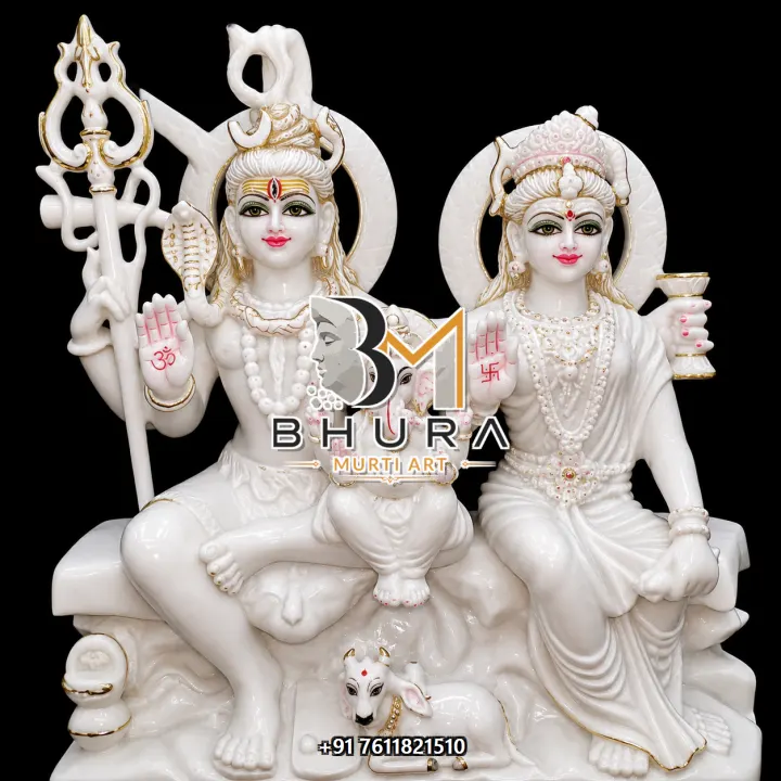 Devotional Shiv Parvati Marble Statue Collection handcrafted statue