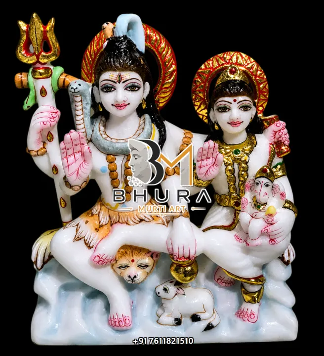 Artistic Shiv Parvati Marble Statue Collection handcrafted statue