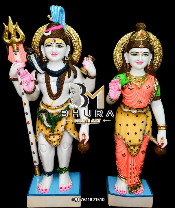 Custom-Made Shiv Parvati Marble Statue Collection handcrafted statue
