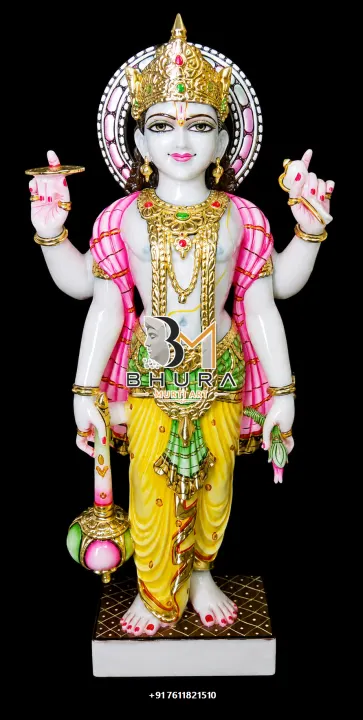 Lord Vishnu Yellow Dhoti Royal Murti handcrafted statue