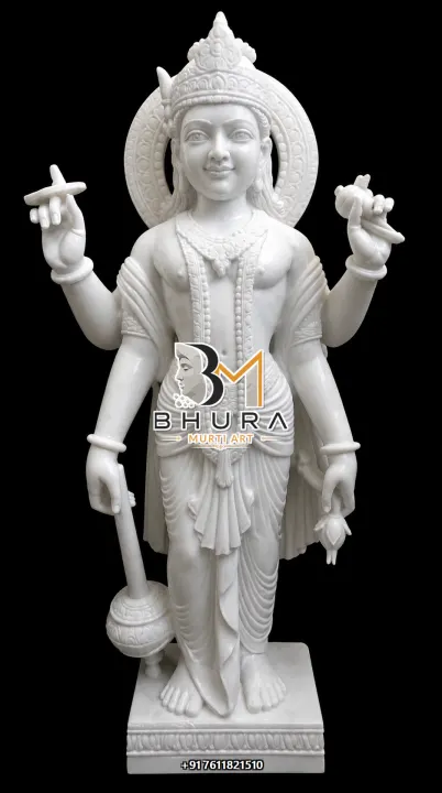 Lord Vishnu Minimal Shwet Makrana Murti handcrafted statue