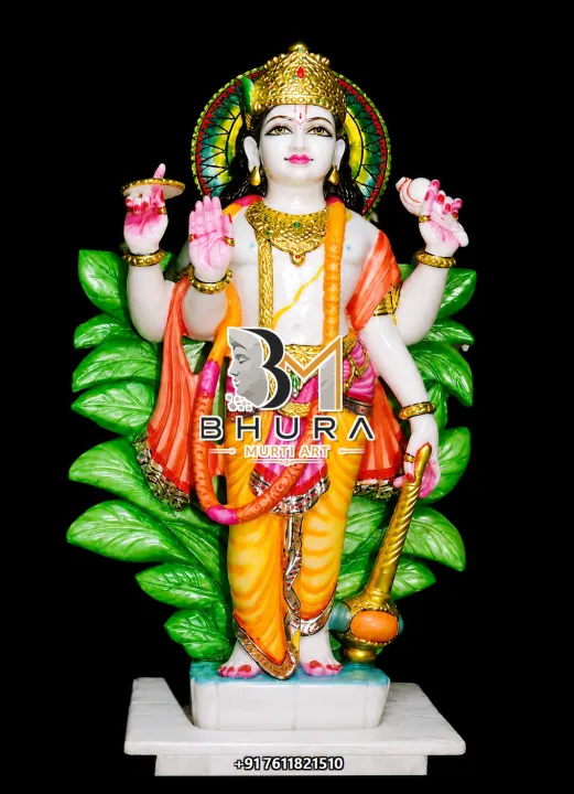 Lord Vishnu Green Leaf Prabhavali Murti handcrafted statue