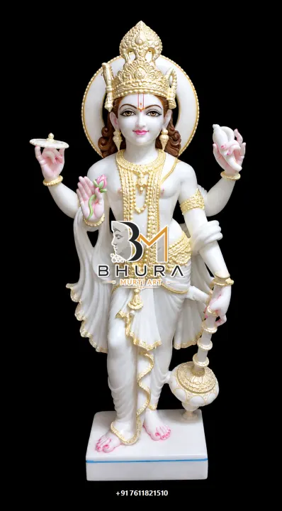 Lord Vishnu Ivory Attire Standing Murti handcrafted statue