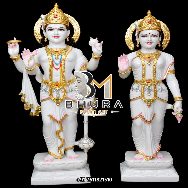 Temple-Style Vishnu Laxmi Marble Statue Collection handcrafted statue